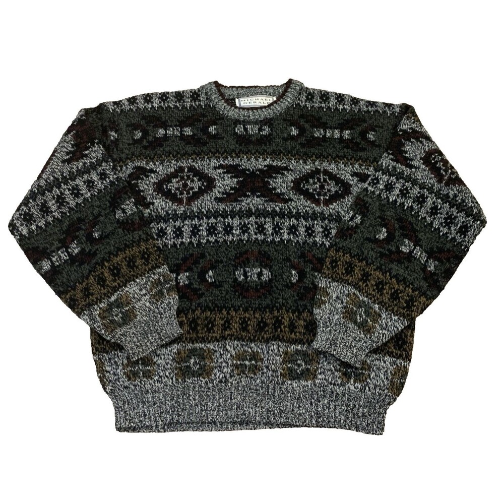 Michael Gerald Sweater Mens Large Crew Neck Acrylic Dad 90’s